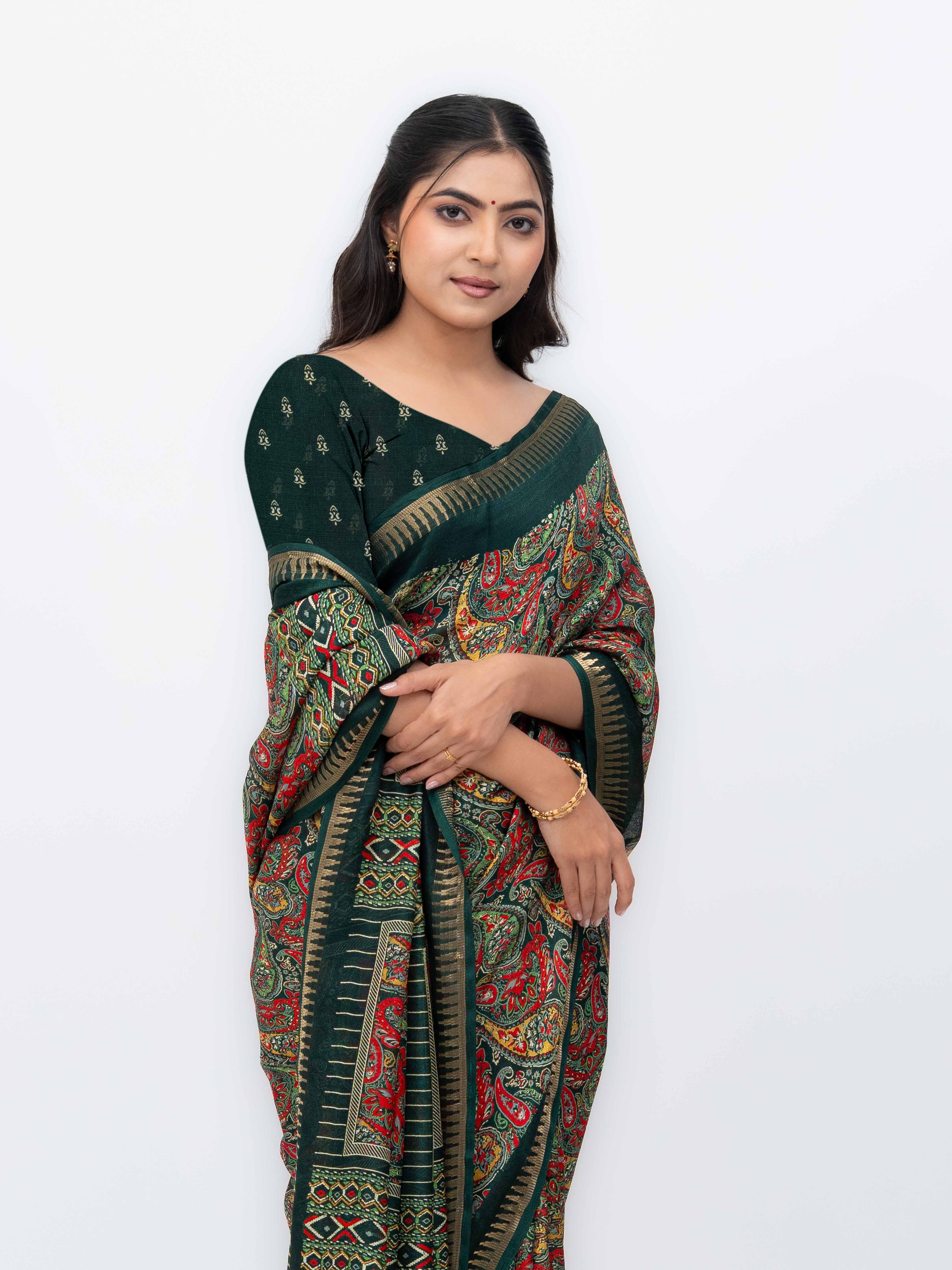 Dark Green Soft Georgette Saree