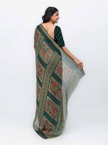Dark Green Soft Georgette Saree