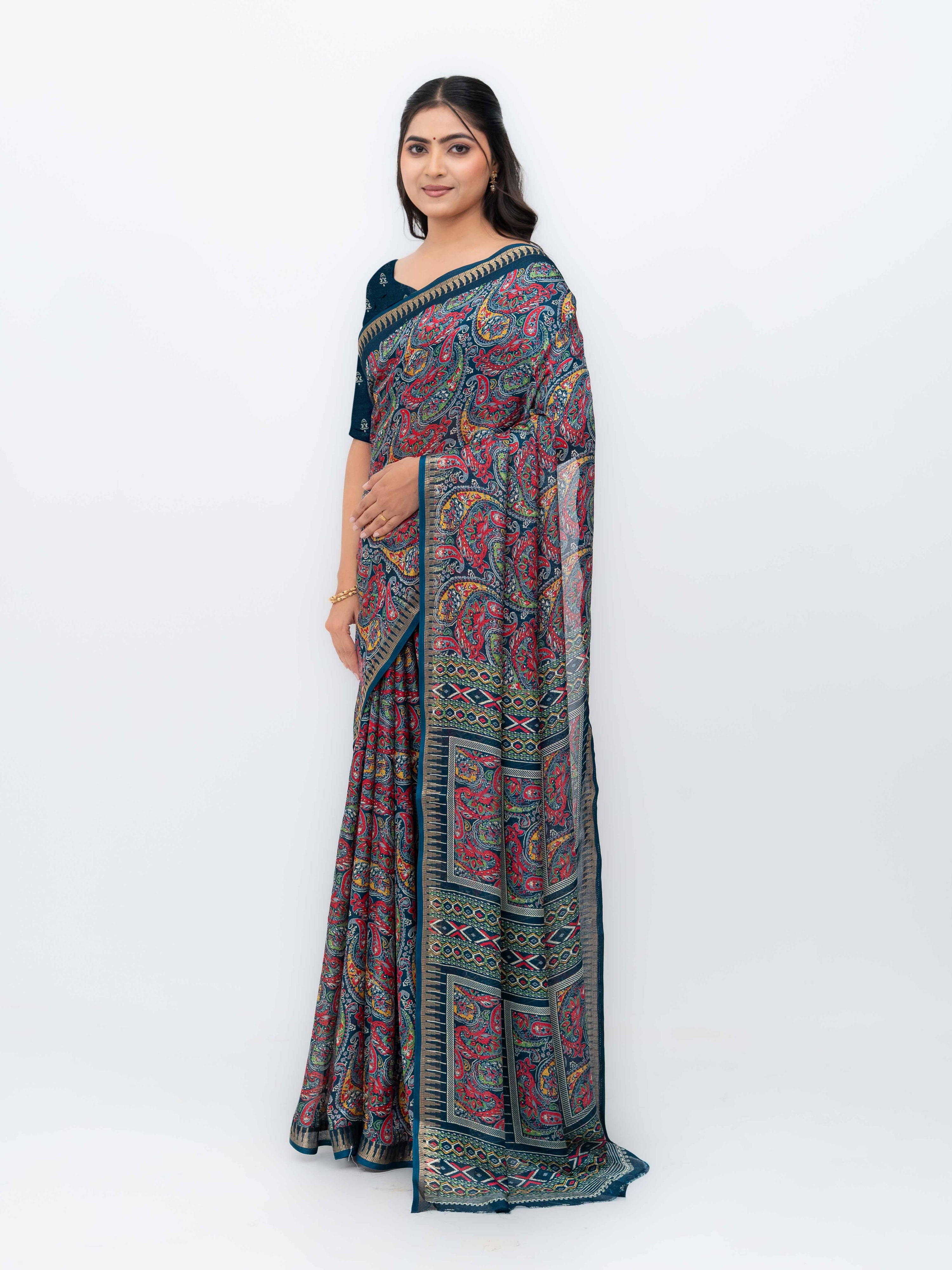Dark Gray Soft Georgette Saree