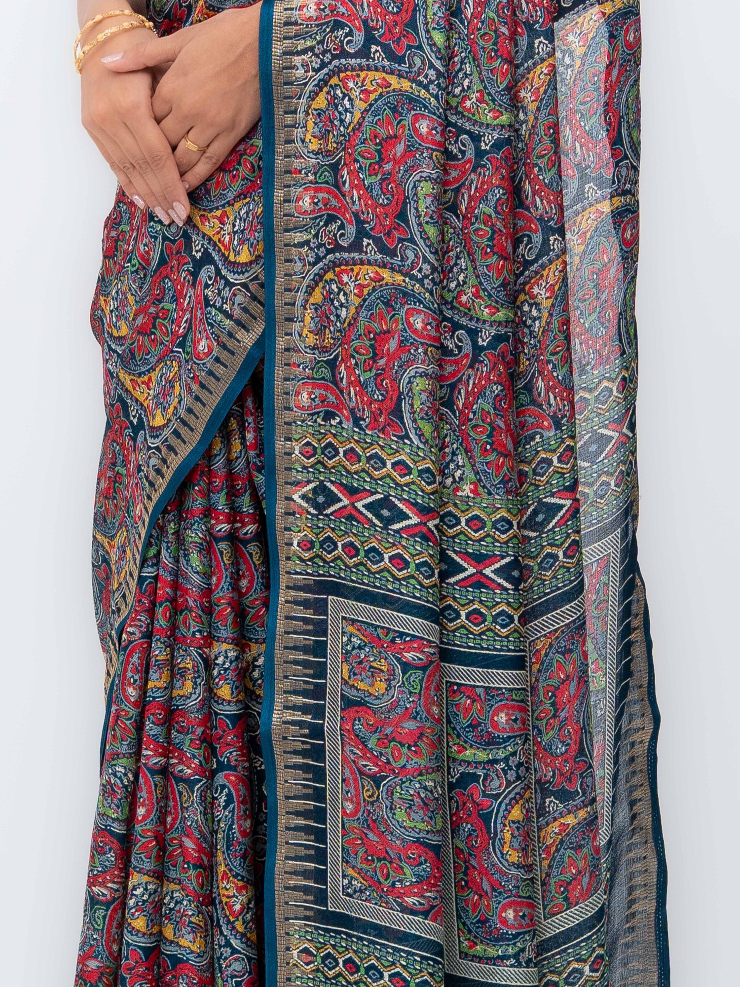 Dark Gray Soft Georgette Saree