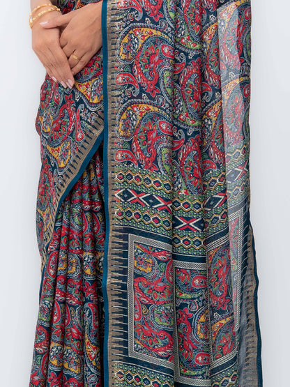 Dark Gray Soft Georgette Saree