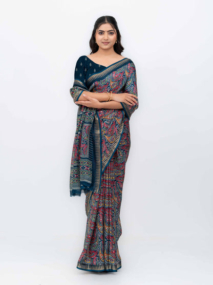 Dark Gray Soft Georgette Saree