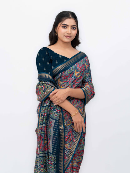 Dark Gray Soft Georgette Saree