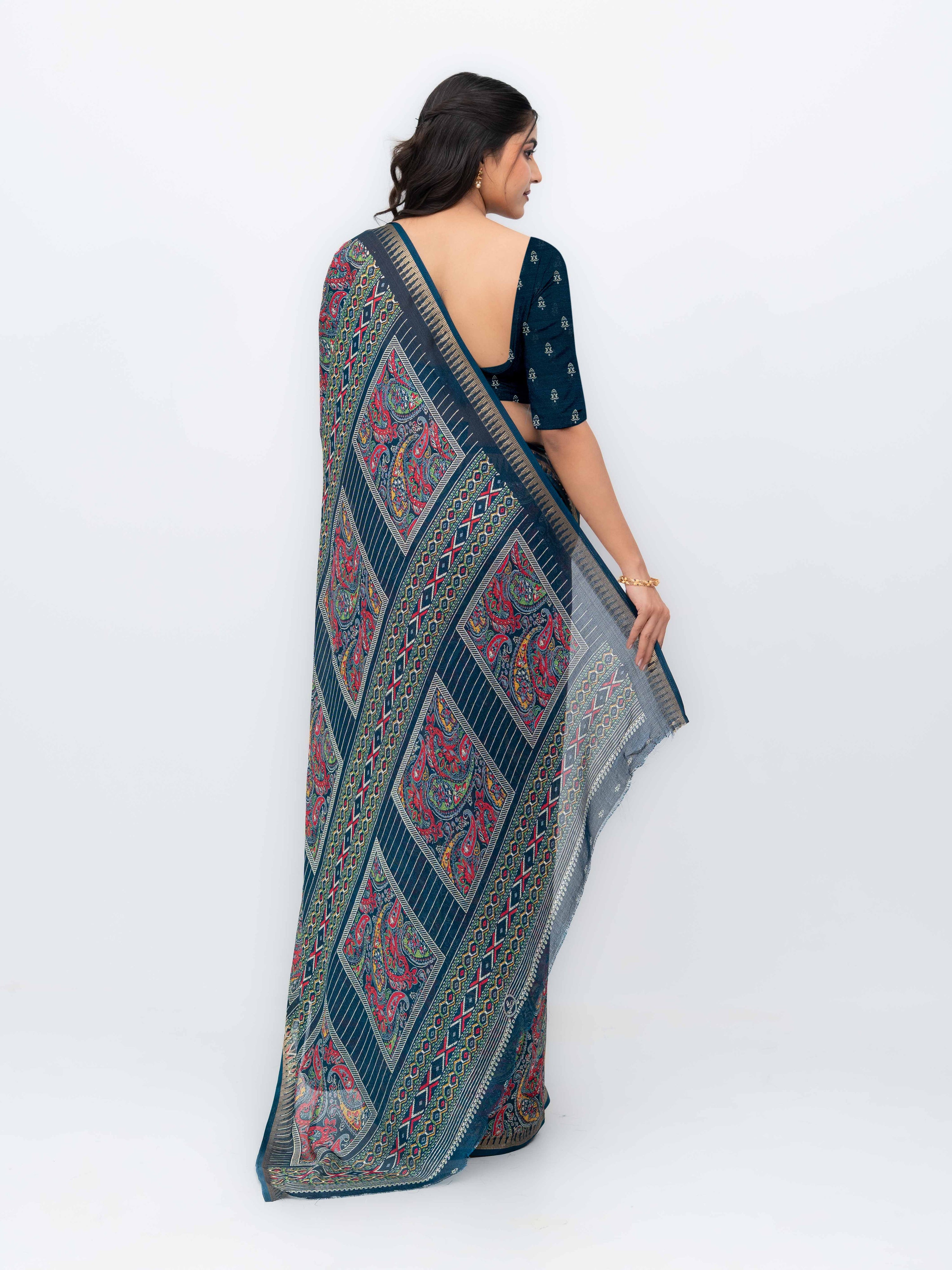 Dark Gray Soft Georgette Saree