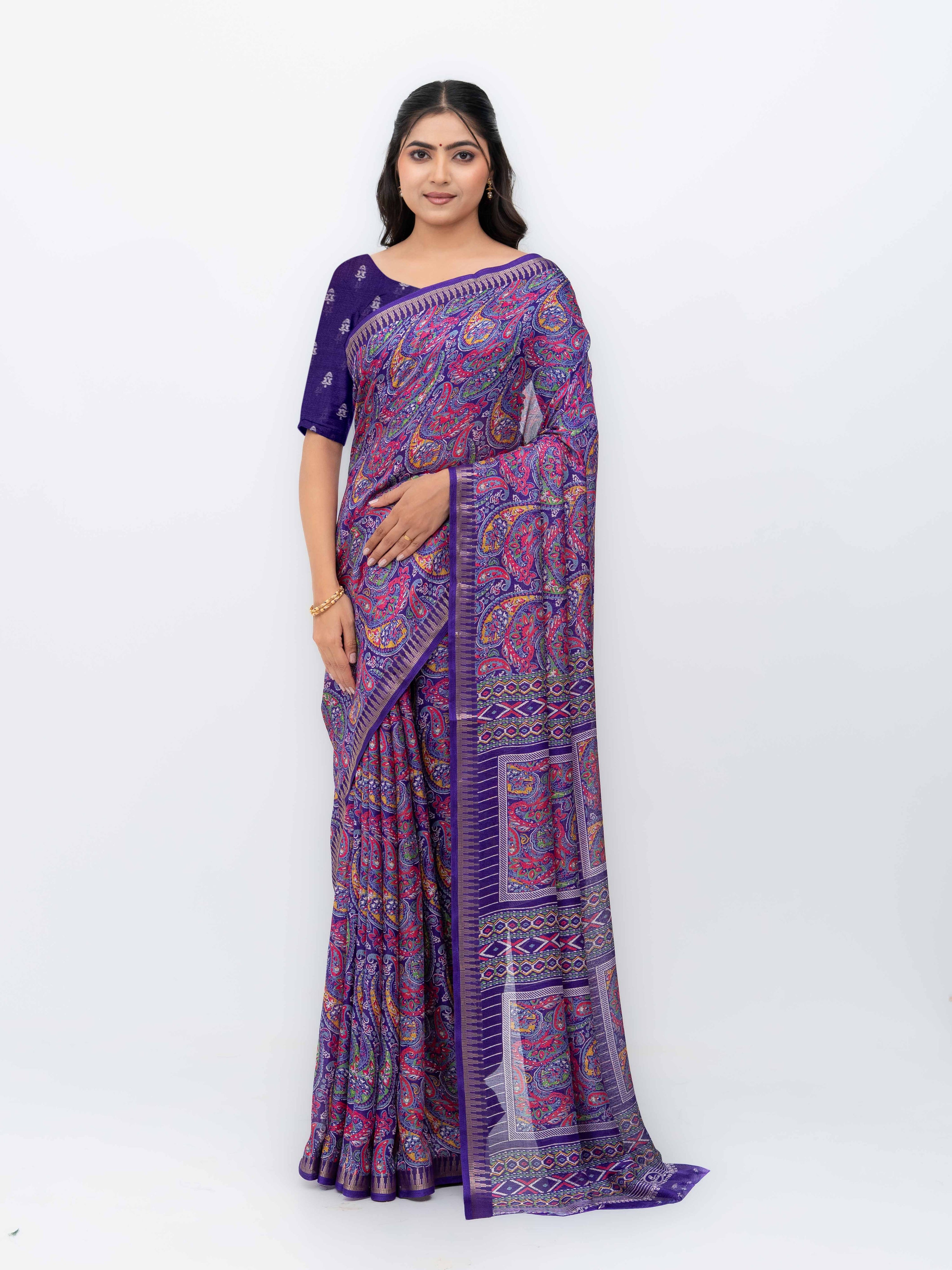 Purple Soft Georgette Saree