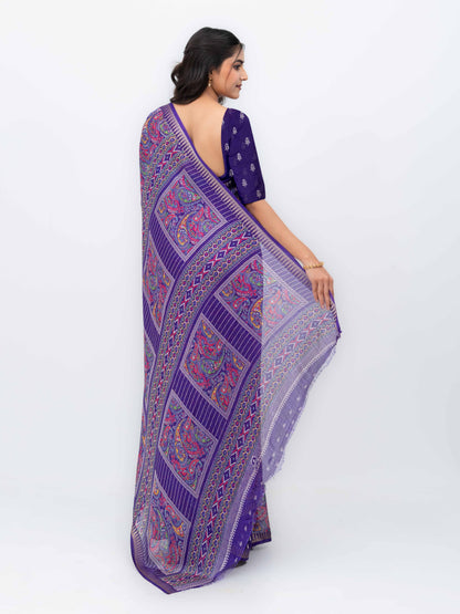Purple Soft Georgette Saree