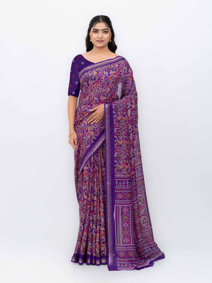 Purple Soft Georgette Saree