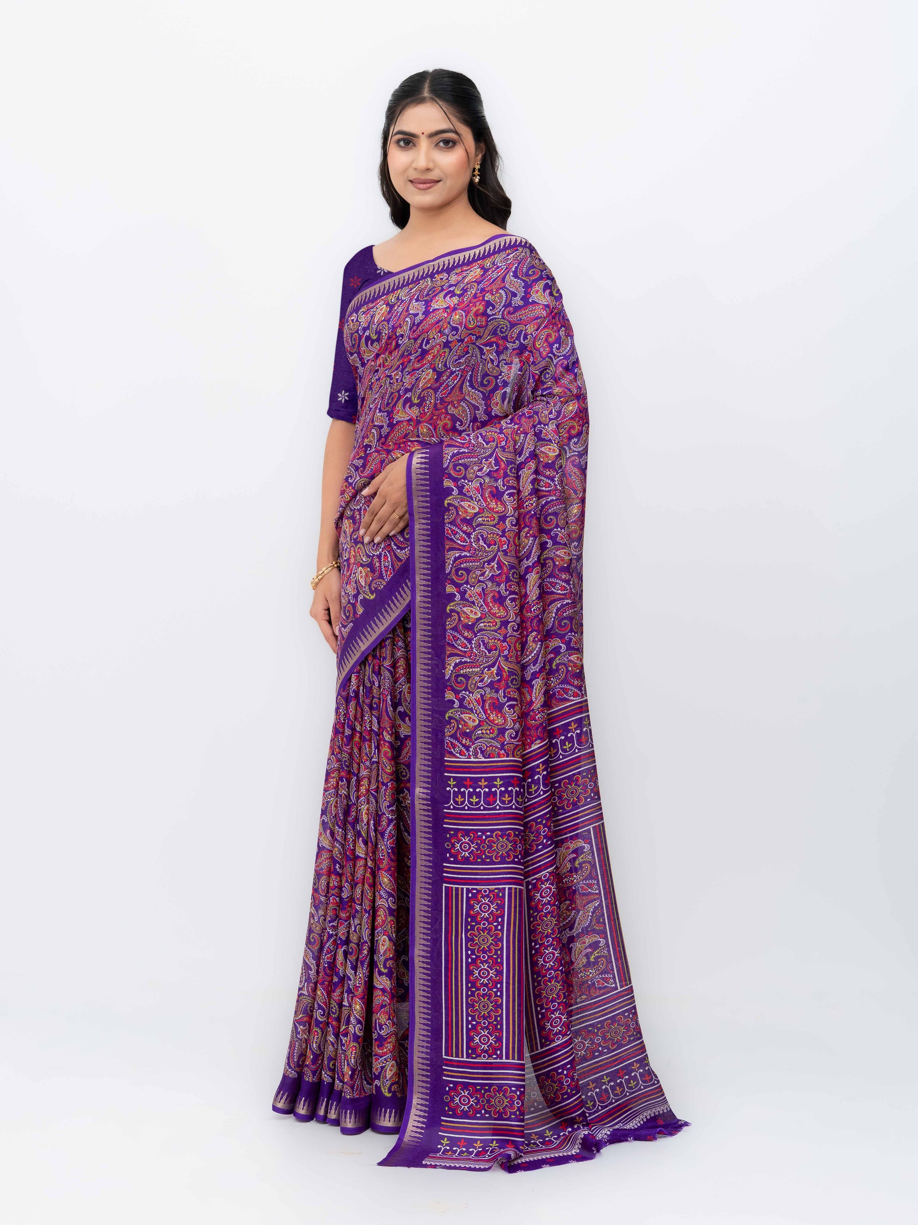 Purple Soft Georgette Saree