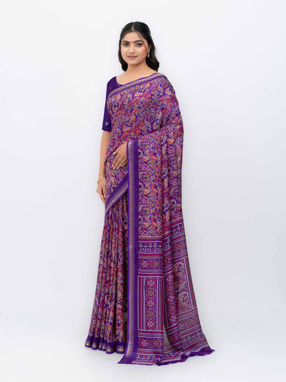 Purple Soft Georgette Saree