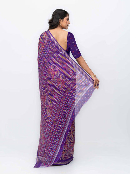 Purple Soft Georgette Saree