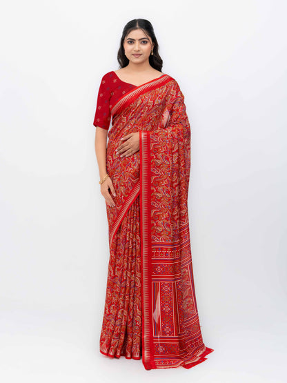 Red Soft Georgette Saree