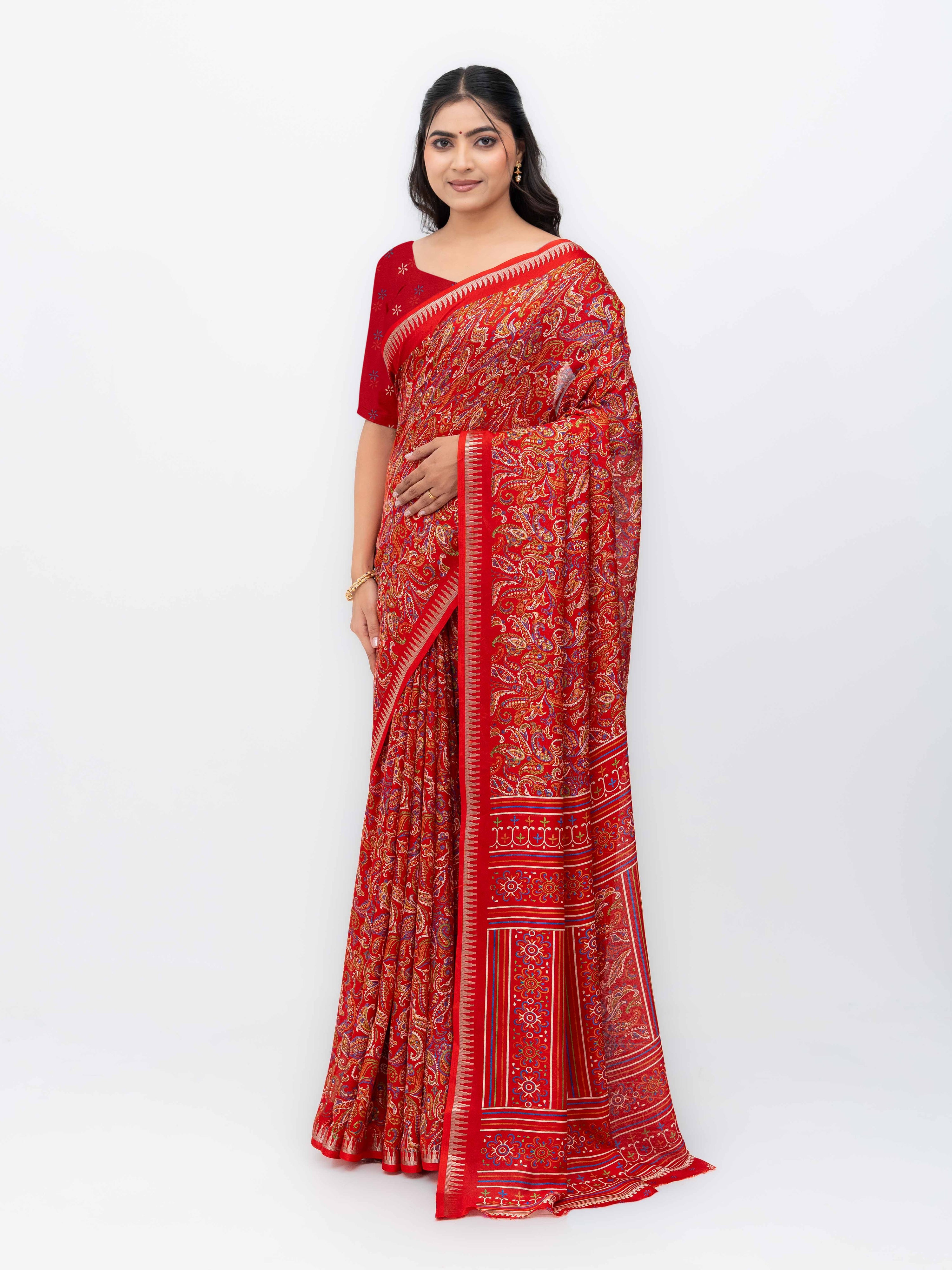 Red Soft Georgette Saree