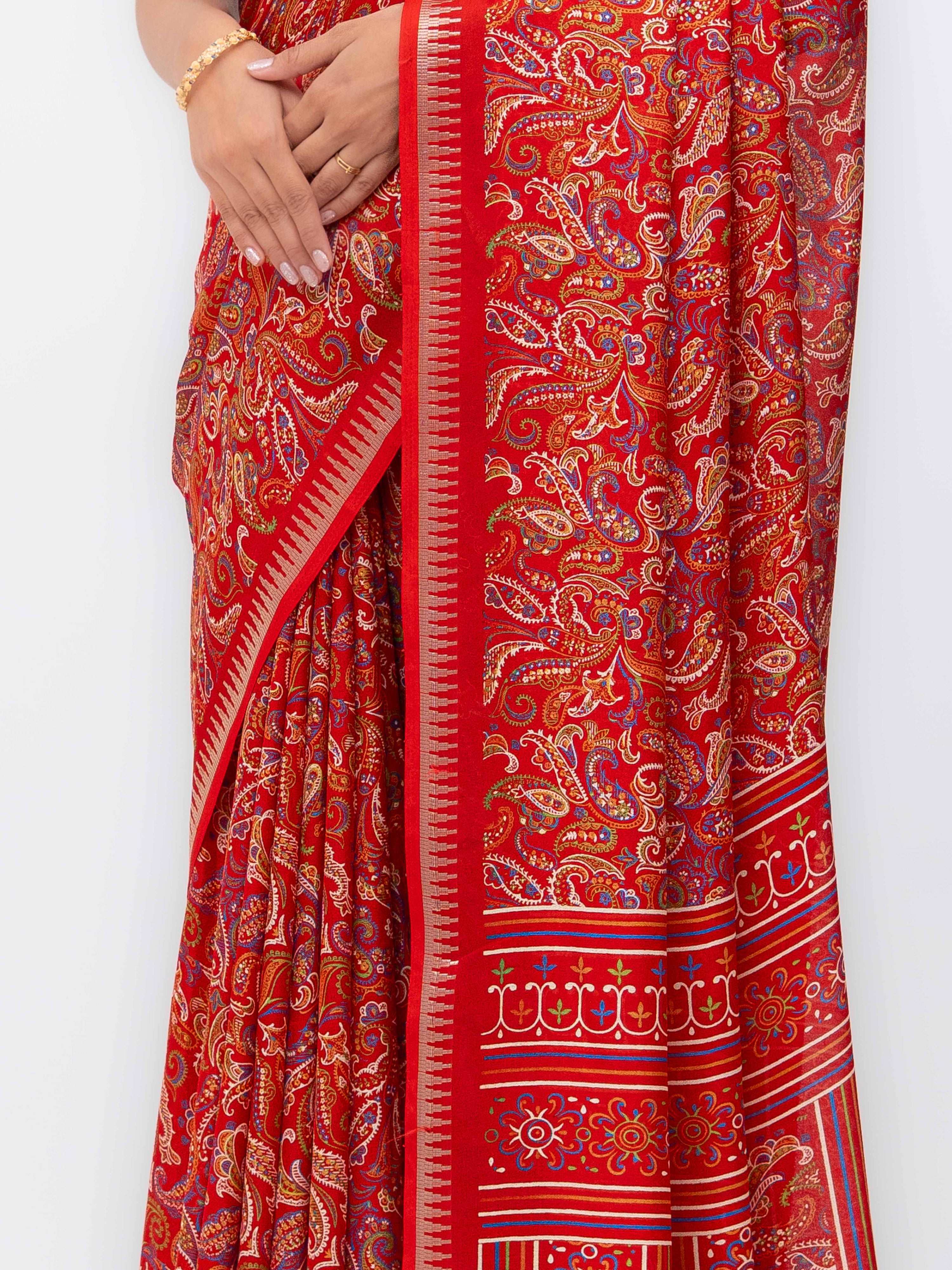 Red Soft Georgette Saree