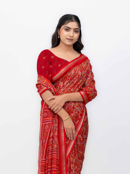 Red Soft Georgette Saree