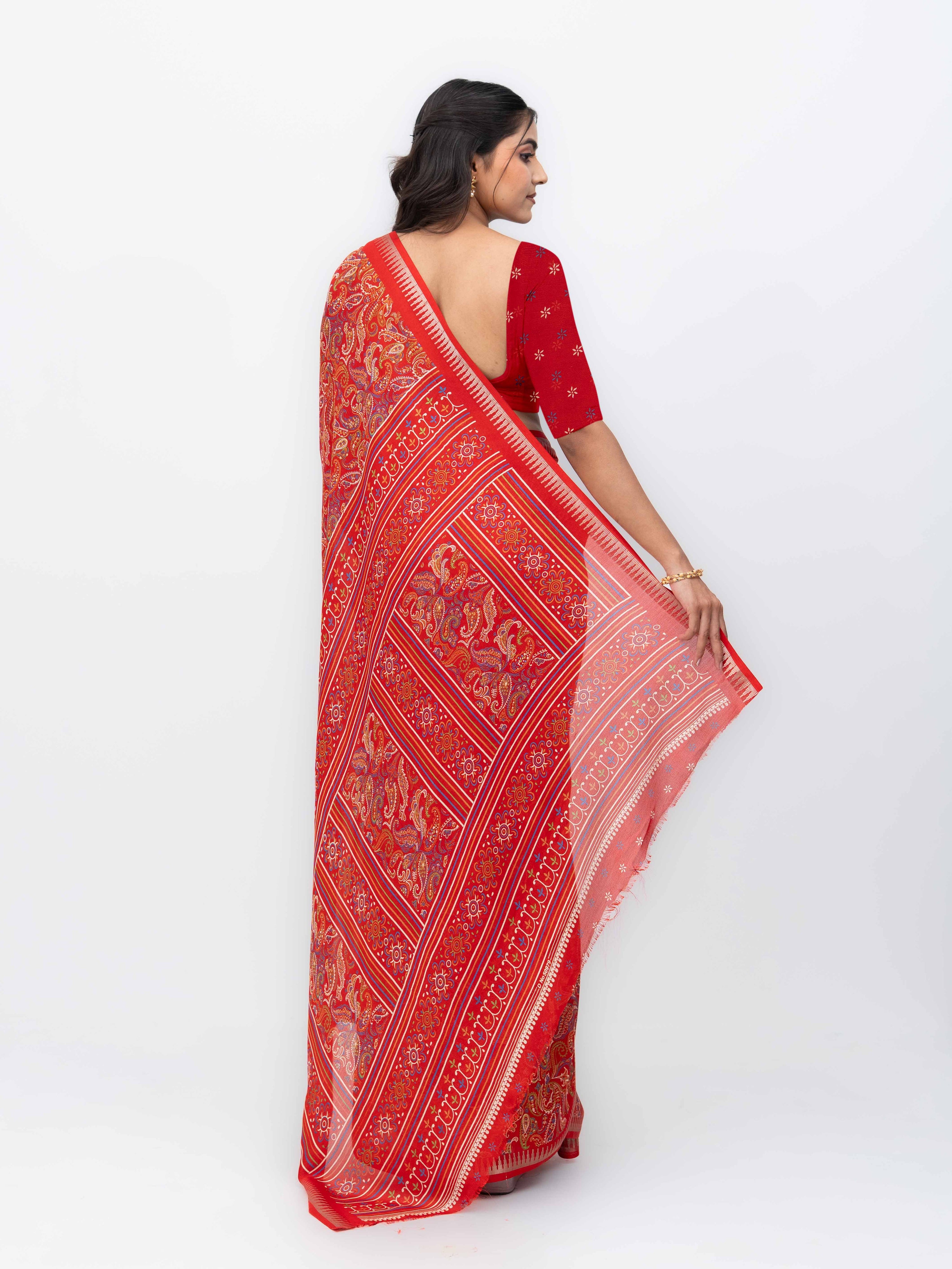 Red Soft Georgette Saree