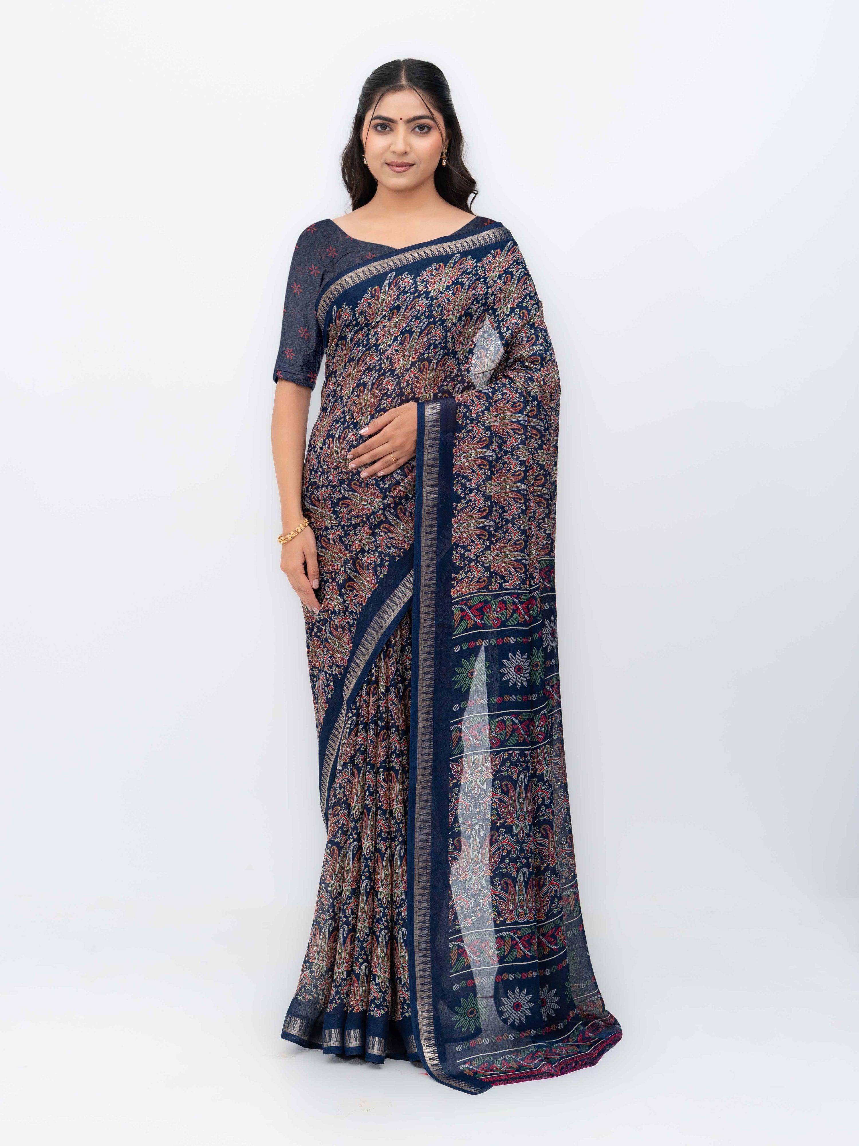 Navy Blue Soft Georgette Saree