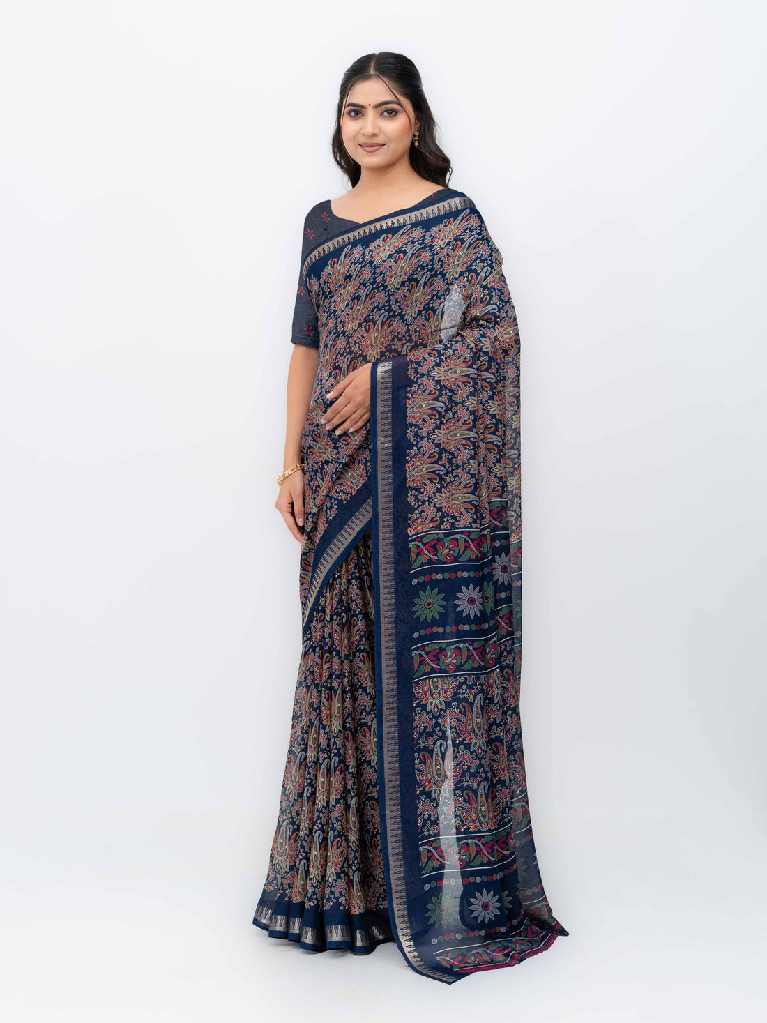 Navy Blue Soft Georgette Saree