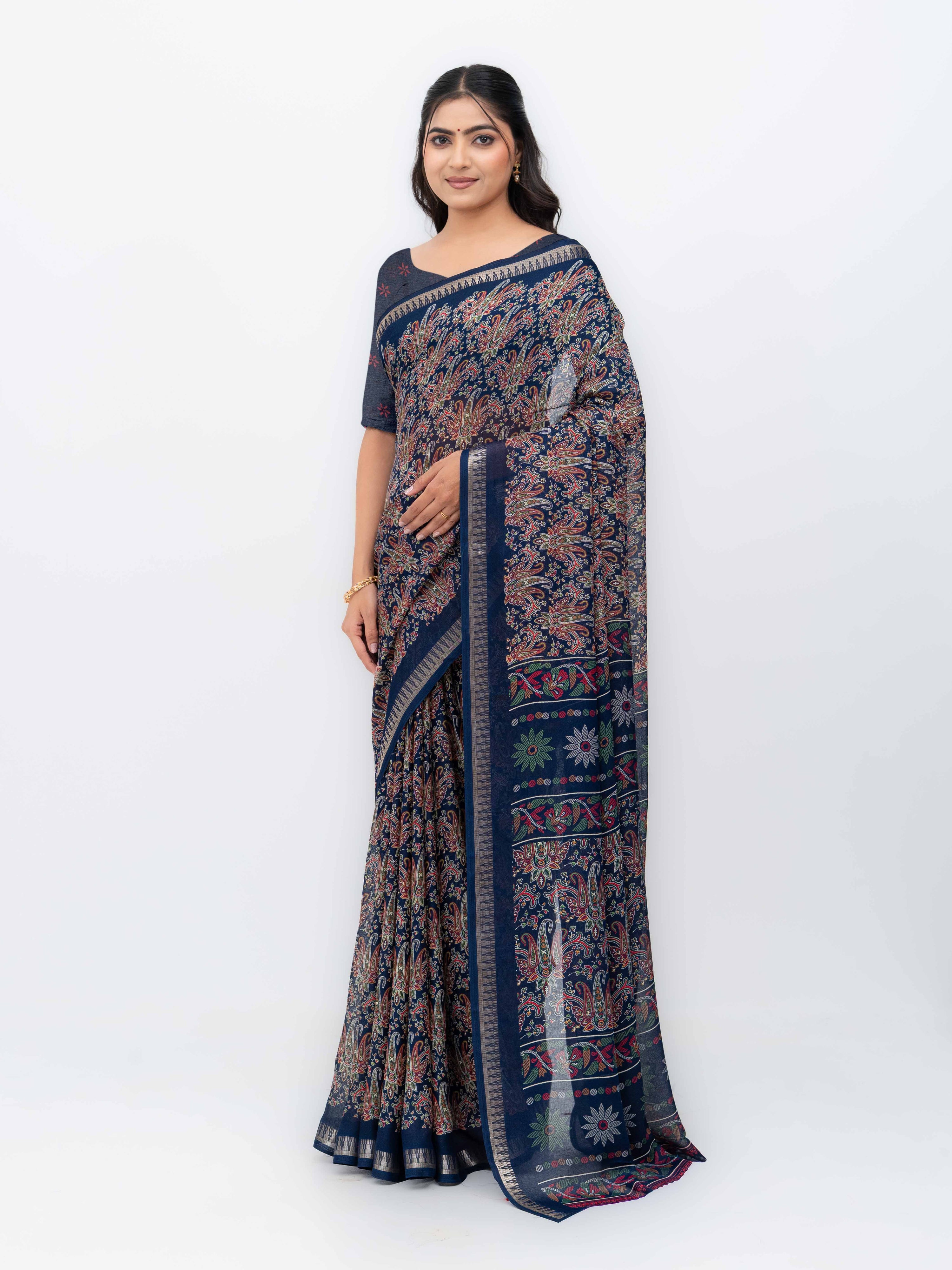 Navy Blue Soft Georgette Saree
