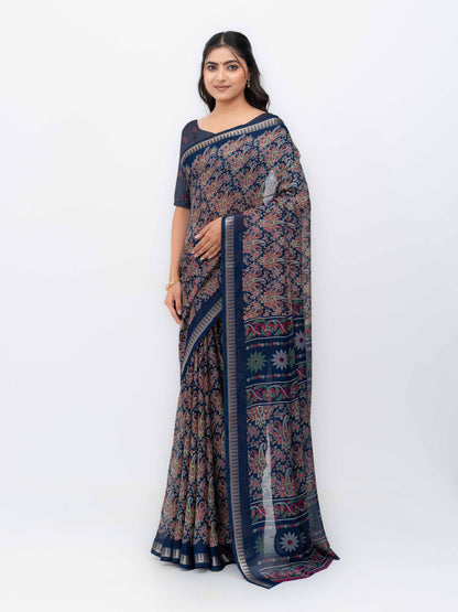 Navy Blue Soft Georgette Saree