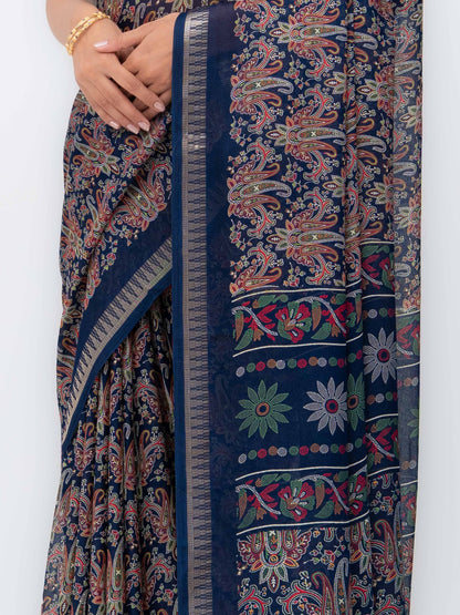 Navy Blue Soft Georgette Saree