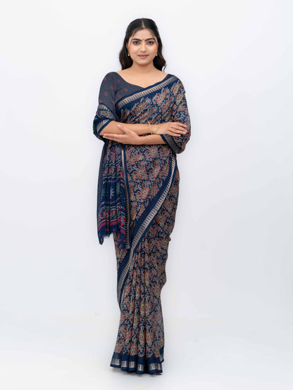 Navy Blue Soft Georgette Saree
