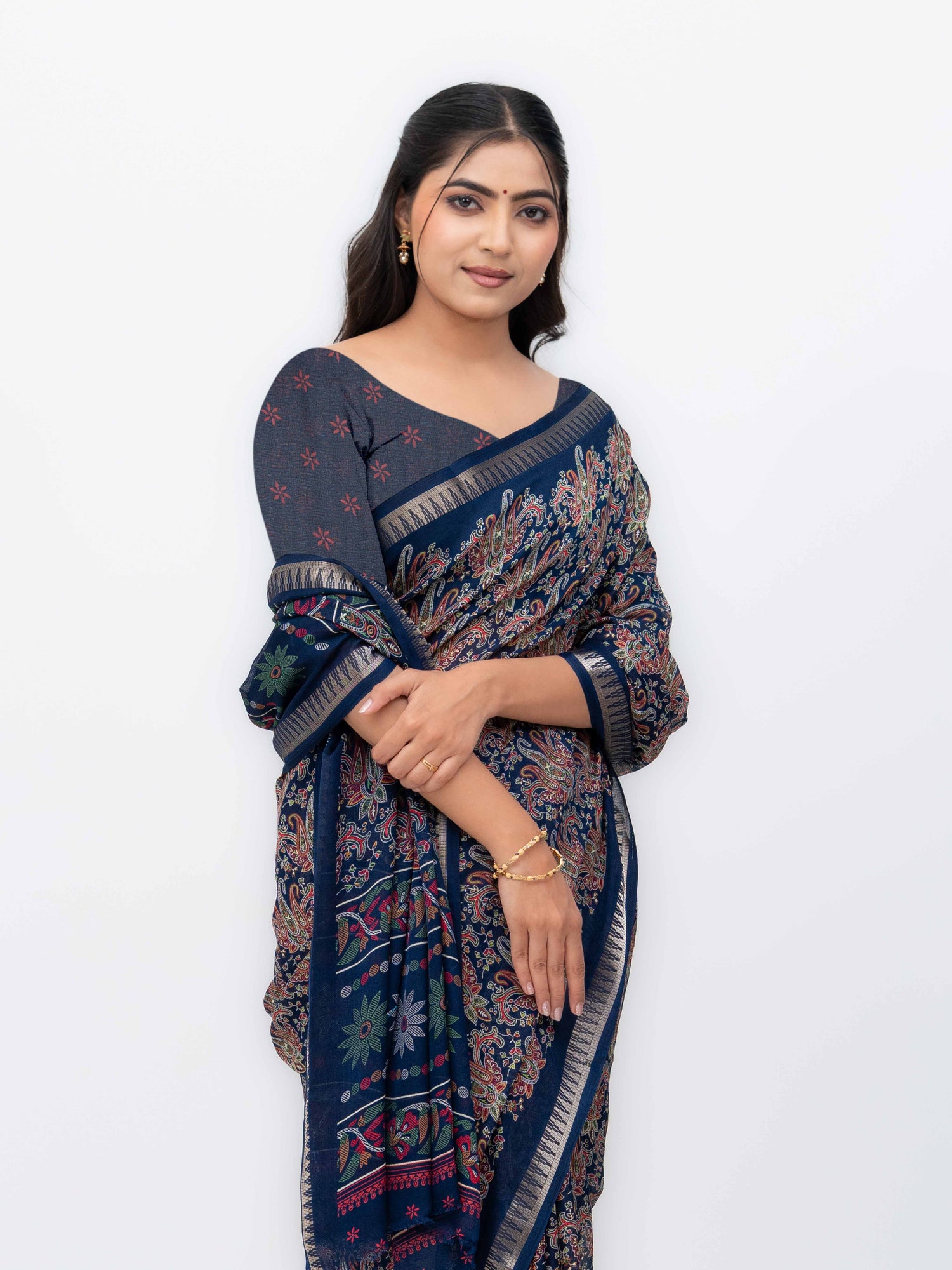 Navy Blue Soft Georgette Saree