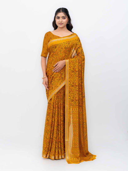 Yellow Soft Georgette Saree