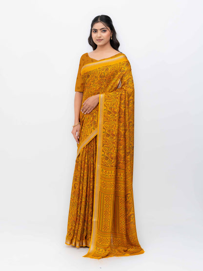 Yellow Soft Georgette Saree