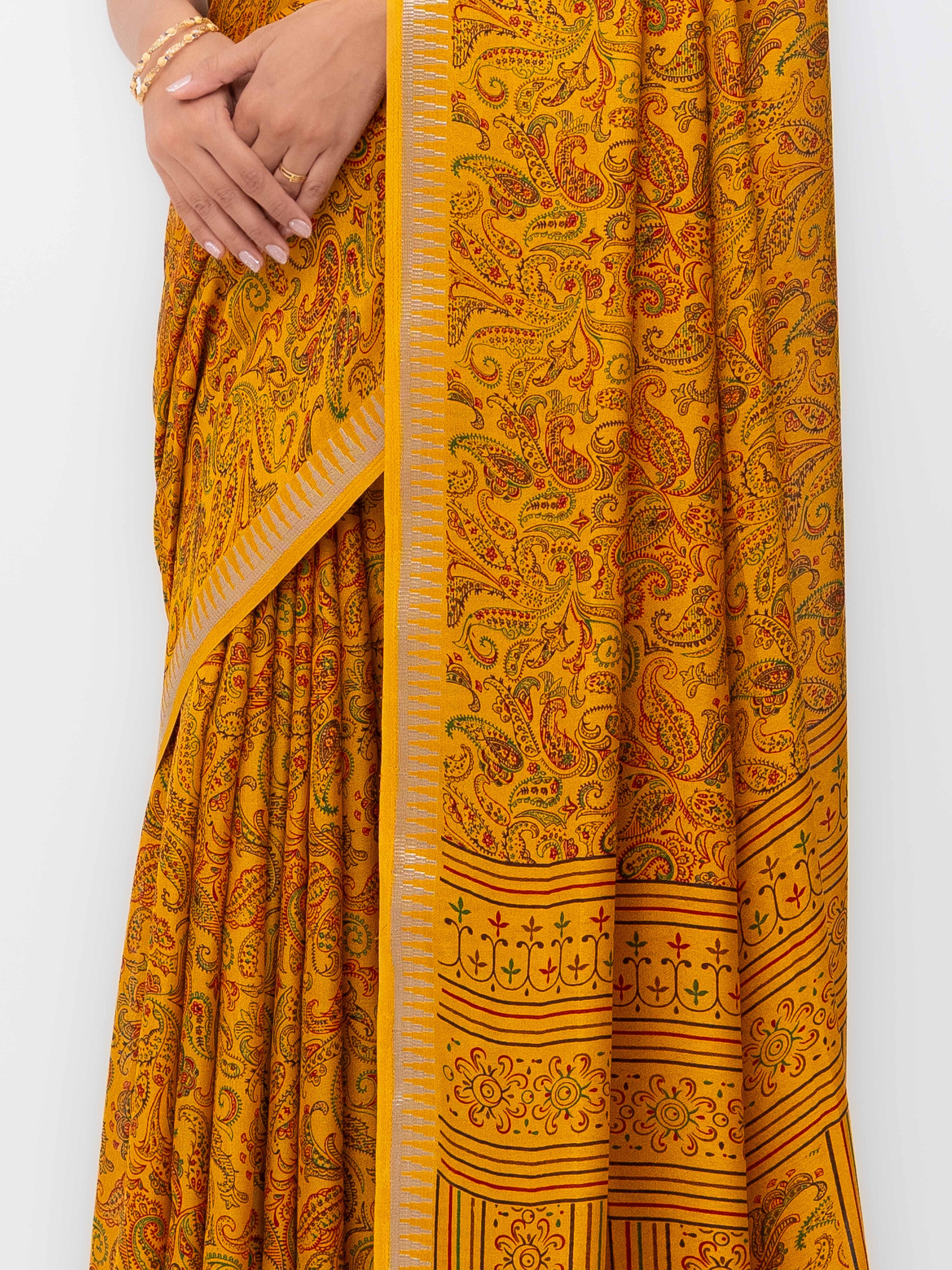 Yellow Soft Georgette Saree