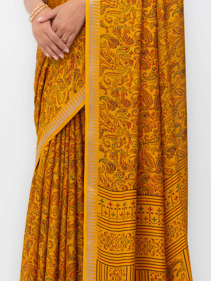 Yellow Soft Georgette Saree
