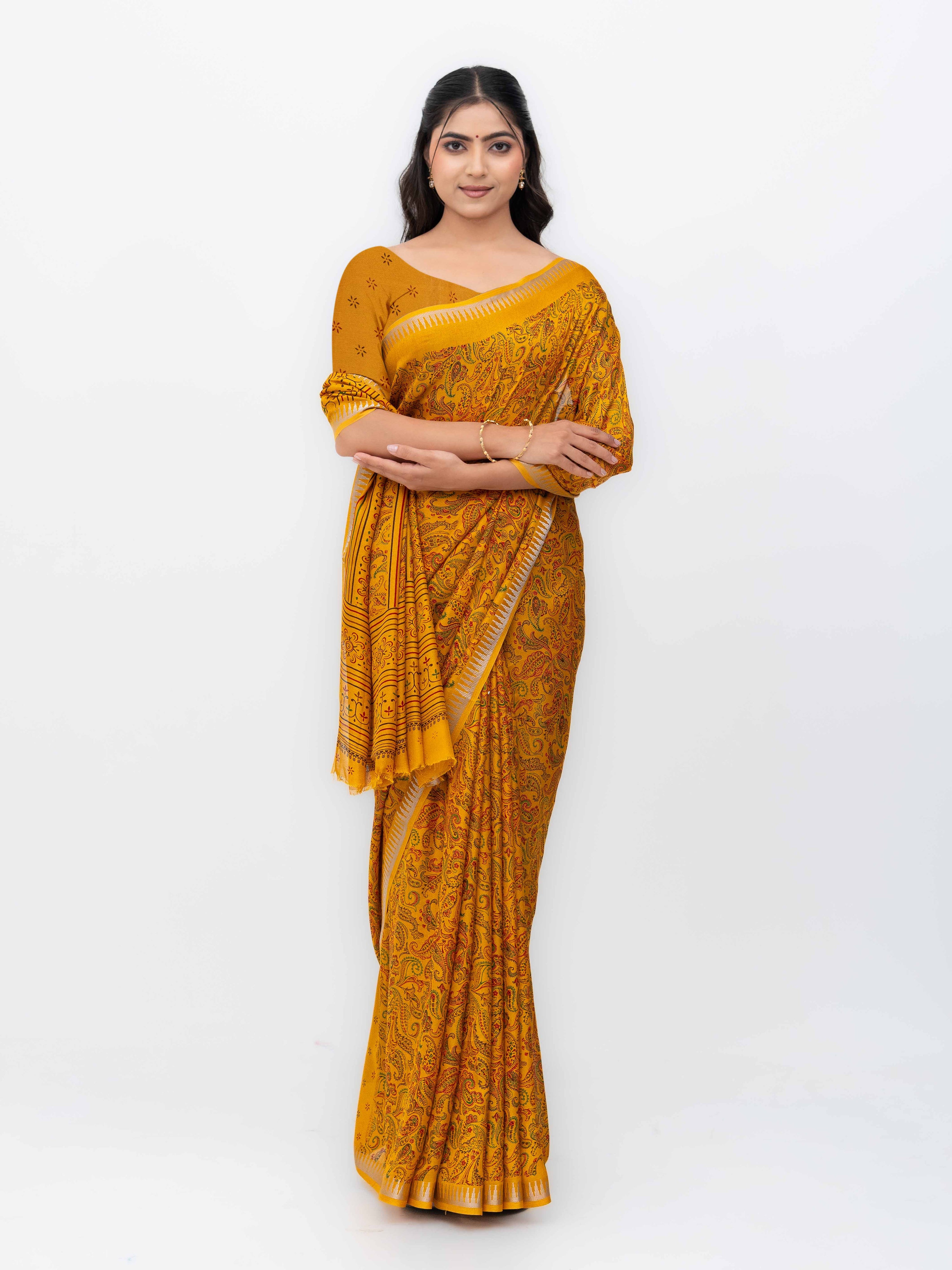 Yellow Soft Georgette Saree