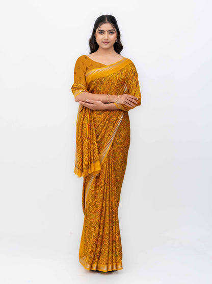 Yellow Soft Georgette Saree