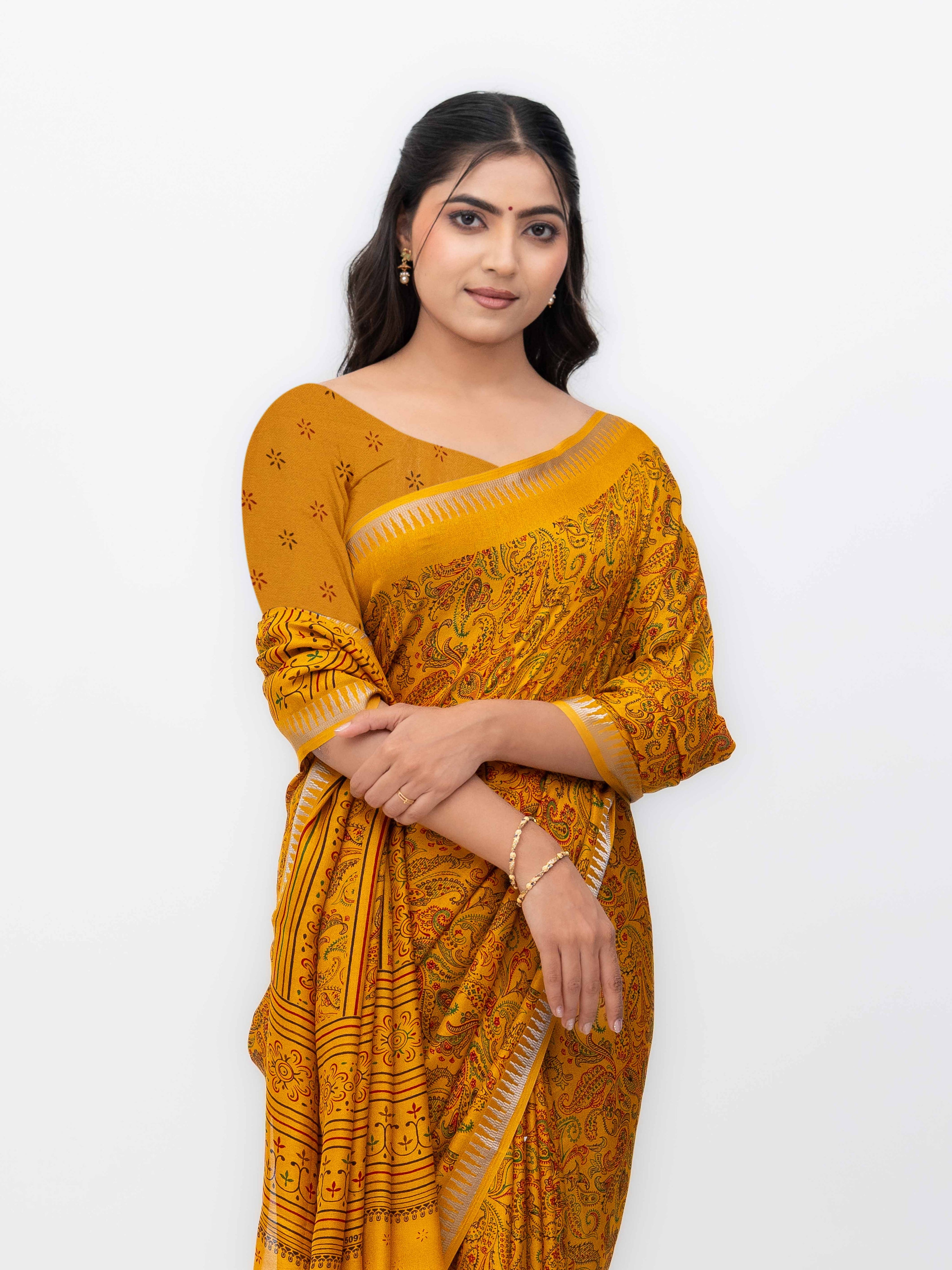 Yellow Soft Georgette Saree