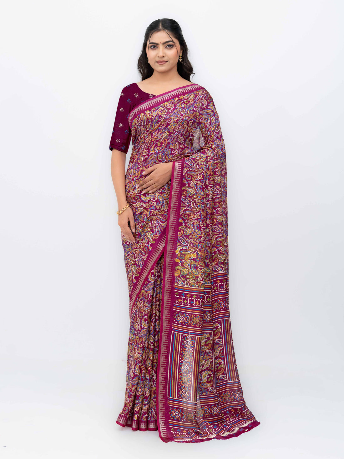 Magenta Soft Georgette Saree