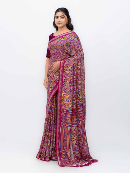 Magenta Soft Georgette Saree