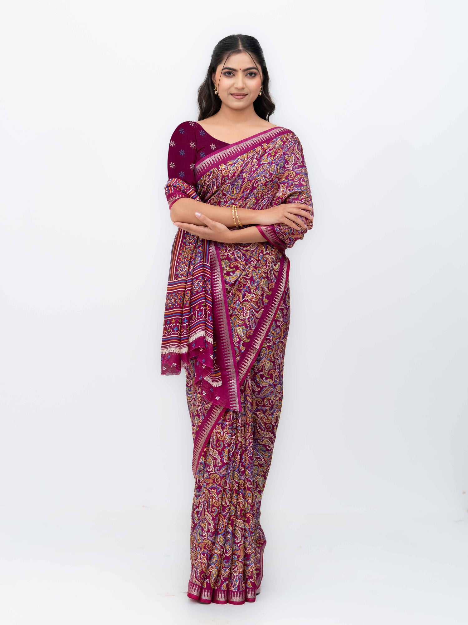 Magenta Soft Georgette Saree