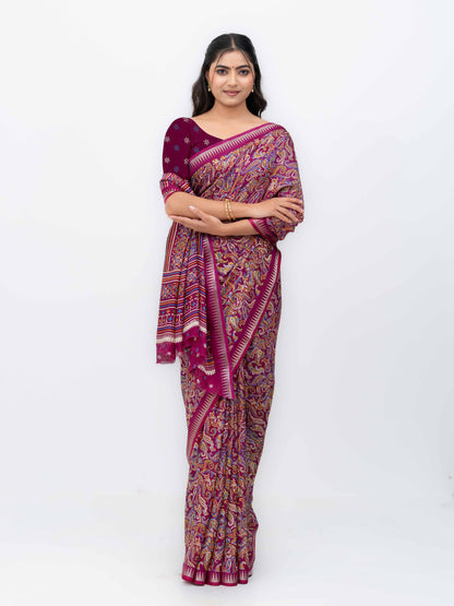 Magenta Soft Georgette Saree
