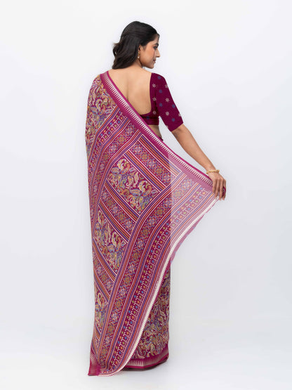 Magenta Soft Georgette Saree