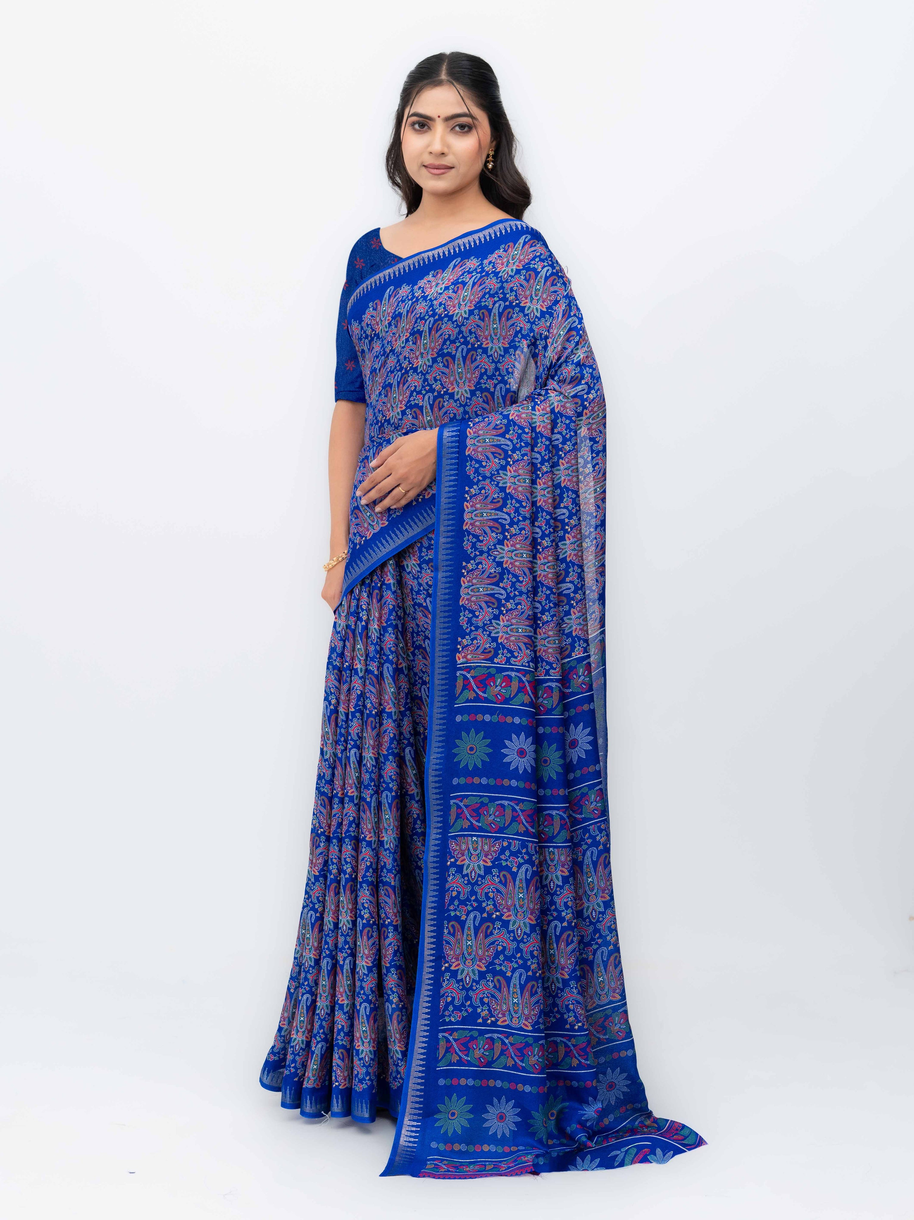 Royal Blue Soft Georgette Saree