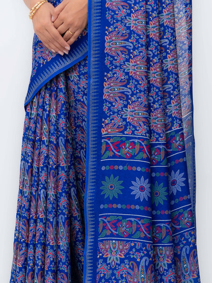 Royal Blue Soft Georgette Saree