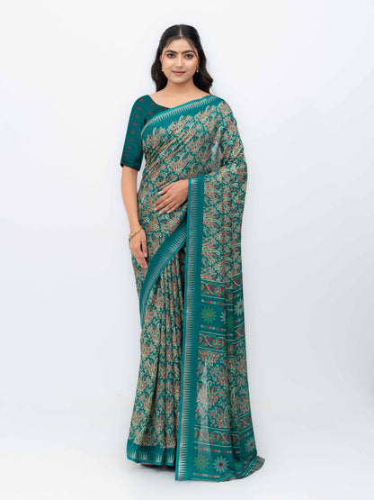 Teal Soft Georgette Saree