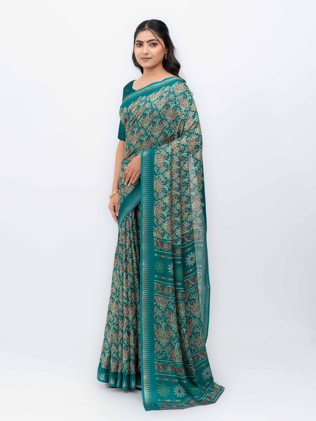 Teal Soft Georgette Saree