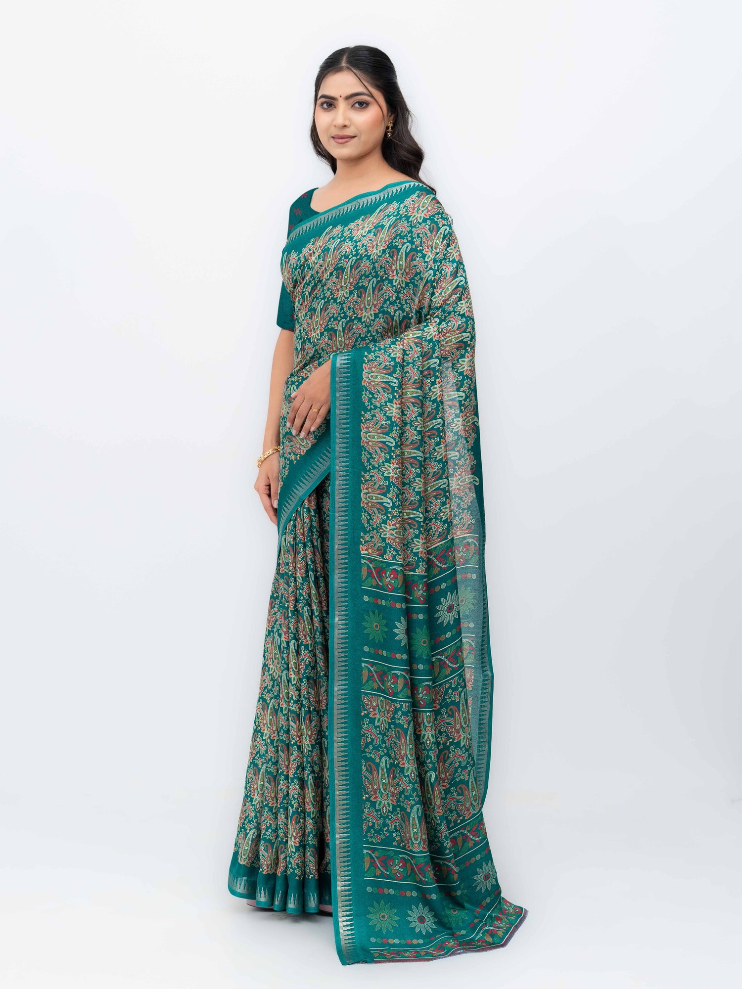 Teal Soft Georgette Saree