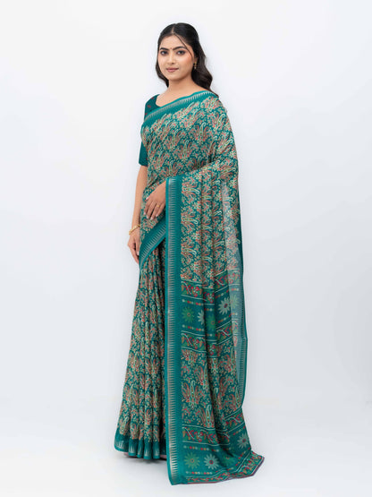 Teal Soft Georgette Saree