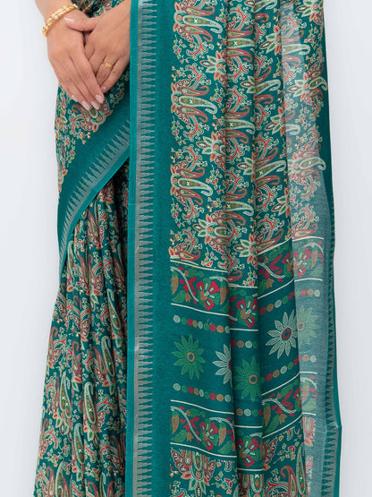 Teal Soft Georgette Saree