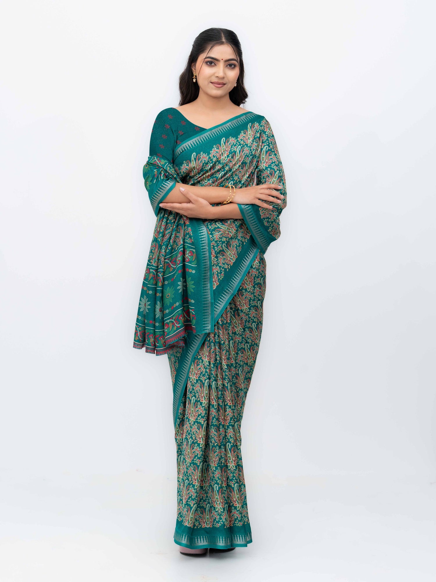 Teal Soft Georgette Saree