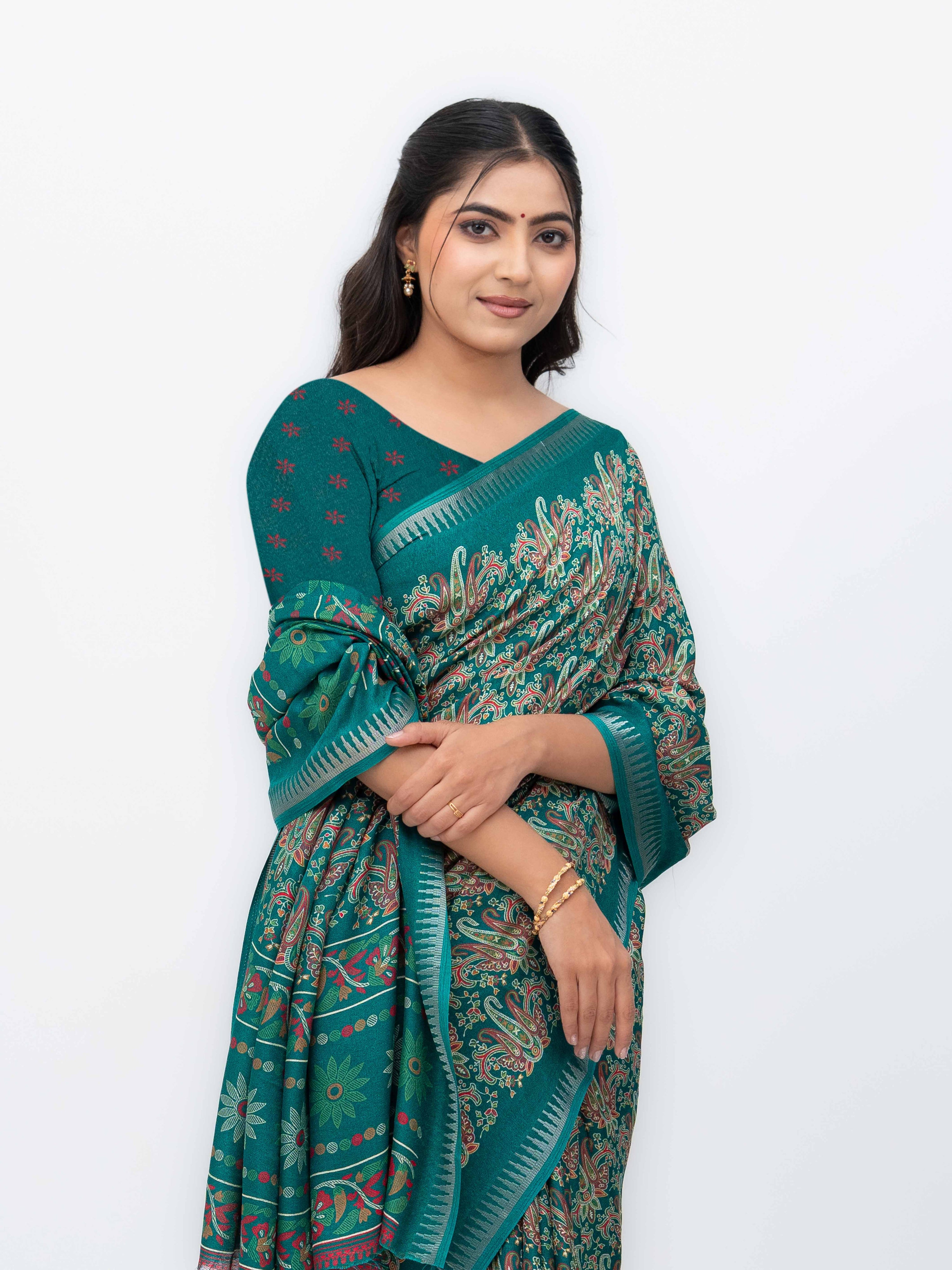 Teal Soft Georgette Saree