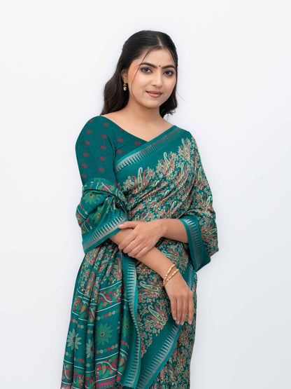 Teal Soft Georgette Saree