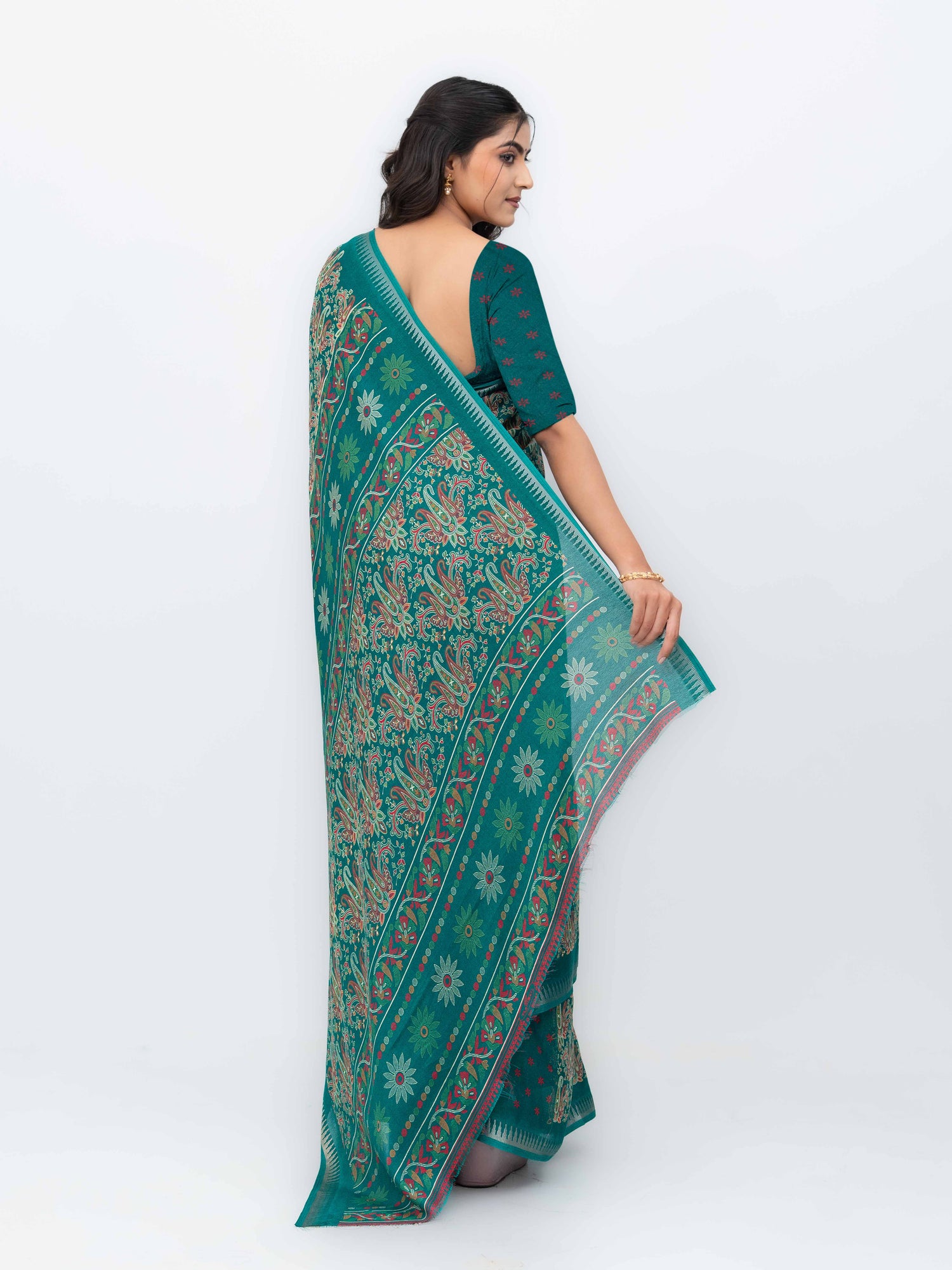 Teal Soft Georgette Saree