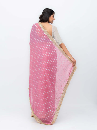 Pink Chiffon Georgette Butti Print  Saree